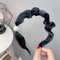 Sweet Style Pearl Fabric Pleated Thin Headband Solid Color Hair Accessories sku image 1