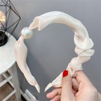 Sweet Style Pearl Fabric Pleated Thin Headband Solid Color Hair Accessories sku image 3