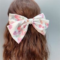Korean Style Pink Floral Hair Ring Big Bow Hair Clip Combination Set main image 4