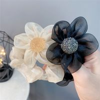 Sweet Style Rhinestone Ball Organza Flower Pearl Hair Ring Hair Accessories main image 6