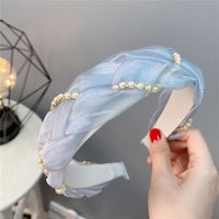 Organza Pearl Twist Solid Color Wide Edged Headband Korean Style Hair Accessories sku image 4