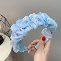 Korean Style Pleated Rhinestone Puffy Headband Cream Color Hair Accessories sku image 2