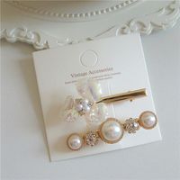 Geometric Flowers Irregular Pearl Alloy Hair Clip Set main image 4