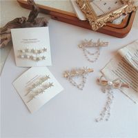 Pearl Rhinestone Butterfly Hairpin Retro Style Hair Clip main image 1