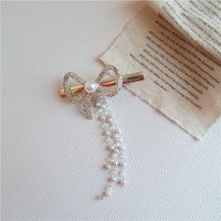 Pearl Rhinestone Butterfly Hairpin Retro Style Hair Clip main image 3