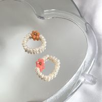 Fashion Cute Pearl Beaded Colorful Flowers Women's Handmade Ring main image 4
