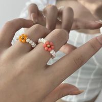 Fashion Cute Pearl Beaded Colorful Flowers Women's Handmade Ring main image 6