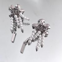 Fashion Retro Baroque Pearl Tassel Dried Small Flower Non-piercing Ear Hooks Women main image 4