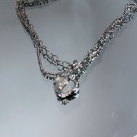 Fashion Multi-layer Clavicle Chain Blue White Crystal Micro-inlaid Zircon Heart Pendant Necklace main image 2