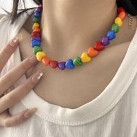 Fashion Retro Colorful Heart Beaded Acrylic Necklace Wholesale main image 1