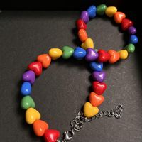 Fashion Retro Colorful Heart Beaded Acrylic Necklace Wholesale main image 4