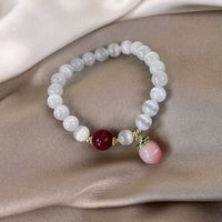 Fashion Sweet Opal Peach Shaped Pendant Crystal Bracelet Female sku image 1
