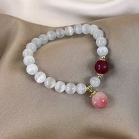 Fashion Sweet Opal Peach Shaped Pendant Crystal Bracelet Female main image 1