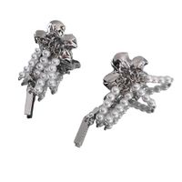 Fashion Retro Baroque Pearl Tassel Dried Small Flower Non-piercing Ear Hooks Women main image 2