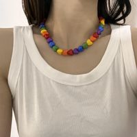 Fashion Retro Colorful Heart Beaded Acrylic Necklace Wholesale main image 2