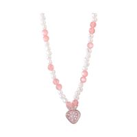 Mode D'été Doux Fruits Perle Collier Fraise Pendentif Boucles D'oreilles Femmes main image 2