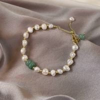 Fashion Baroque Freshwater Pearl Gold Plated Ot Buckle Bracelet main image 2