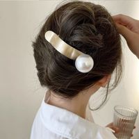 Fashion Metal Inlay Pearl Barrettes Back Head Clip Hair Accessories main image 1