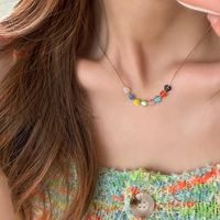 Fashion Colored Heart Shaped Multicolor Beaded Pendant Alloy Necklace Female main image 1