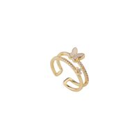 Fashion Double-layer Butterfly Shaped New Copper Open Ring main image 2