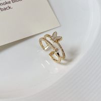 Mode Doppel-schicht Schmetterling Geformt Neue Kupfer Offenen Ring sku image 1