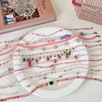 Fashion Spring And Summer Sweet Pink Twin Colorful Beaded Alloy Necklace main image 1