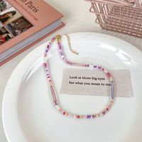 Fashion Spring And Summer Sweet Pink Twin Colorful Beaded Alloy Necklace sku image 23