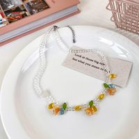Fashion Spring And Summer Sweet Pink Twin Colorful Beaded Alloy Necklace sku image 40