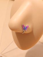 New Fashion Oil Dripping Butterfly Nasal Splint Alloy Nose Ring Piercing Jewelry main image 1