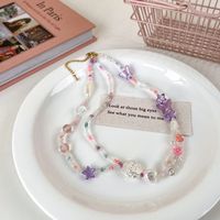Fashion Spring And Summer Sweet Pink Twin Colorful Beaded Alloy Necklace sku image 47