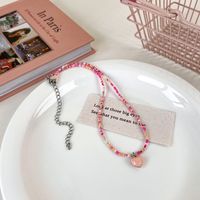 Fashion Spring And Summer Sweet Pink Twin Colorful Beaded Alloy Necklace sku image 6