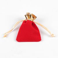 Fashion Solid Color Gift Red Small Flannel Drawstring Bundle Accessories Packaging Bag main image 4