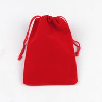 Fashion Solid Color Gift Red Small Flannel Drawstring Bundle Accessories Packaging Bag main image 3
