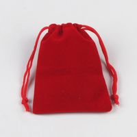 Fashion Solid Color Gift Red Small Flannel Drawstring Bundle Accessories Packaging Bag sku image 2