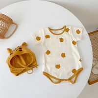 Cartoon Calf Short-sleeved One-piece Romper Thin Round Neck Pullover Baby Romper sku image 9