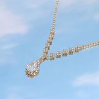 Fashion Gorgeous Crystal Zircon Inlaid Water Drop Necklace Ornament main image 4