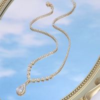 Fashion Gorgeous Crystal Zircon Inlaid Water Drop Necklace Ornament main image 2