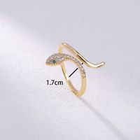 Fashion Adjustable Micro Inlaid Zircon Green Eyes Snake Opening Copper Ring main image 6