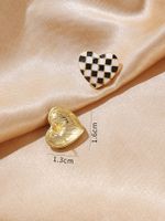 925 Silver Needle Dripping Oil Chessboard Grid Love Heart Shaped Earrings main image 5