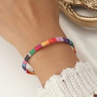 Fashion Ornament Simple Handmade Beads Woven Rainbow Bracelet sku image 1