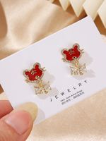 Sterling Silver Bow Tiger Head Shaped Ear Studs main image 2