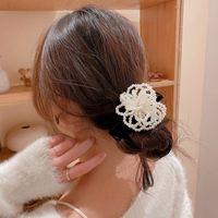 Fashion Large Camellia Bow Shaped Hair Ring Pearl Beaded Hair Accessory main image 2