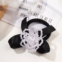 Fashion Large Camellia Bow Shaped Hair Ring Pearl Beaded Hair Accessory main image 1