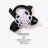 Fashion Large Camellia Bow Shaped Hair Ring Pearl Beaded Hair Accessory sku image 1