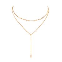 Fashion Sweet Double-layer Pearl Pendant Clavicle Chain Copper Necklace main image 1