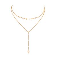 Mode Süße Doppel-schicht Perle Anhänger Schlüsselbein Kette Kupfer Halskette main image 1