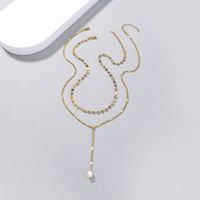 Mode Süße Doppel-schicht Perle Anhänger Schlüsselbein Kette Kupfer Halskette main image 2