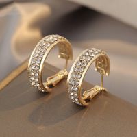 As Picture Fashion Korean Style C Shape Inlay Alloy Rhinestones Earrings main image 1