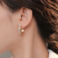 As Picture Fashion Korean Style C Shape Inlay Alloy Rhinestones Earrings main image 4