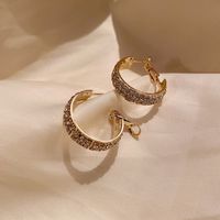 As Picture Fashion Korean Style C Shape Inlay Alloy Rhinestones Earrings main image 8